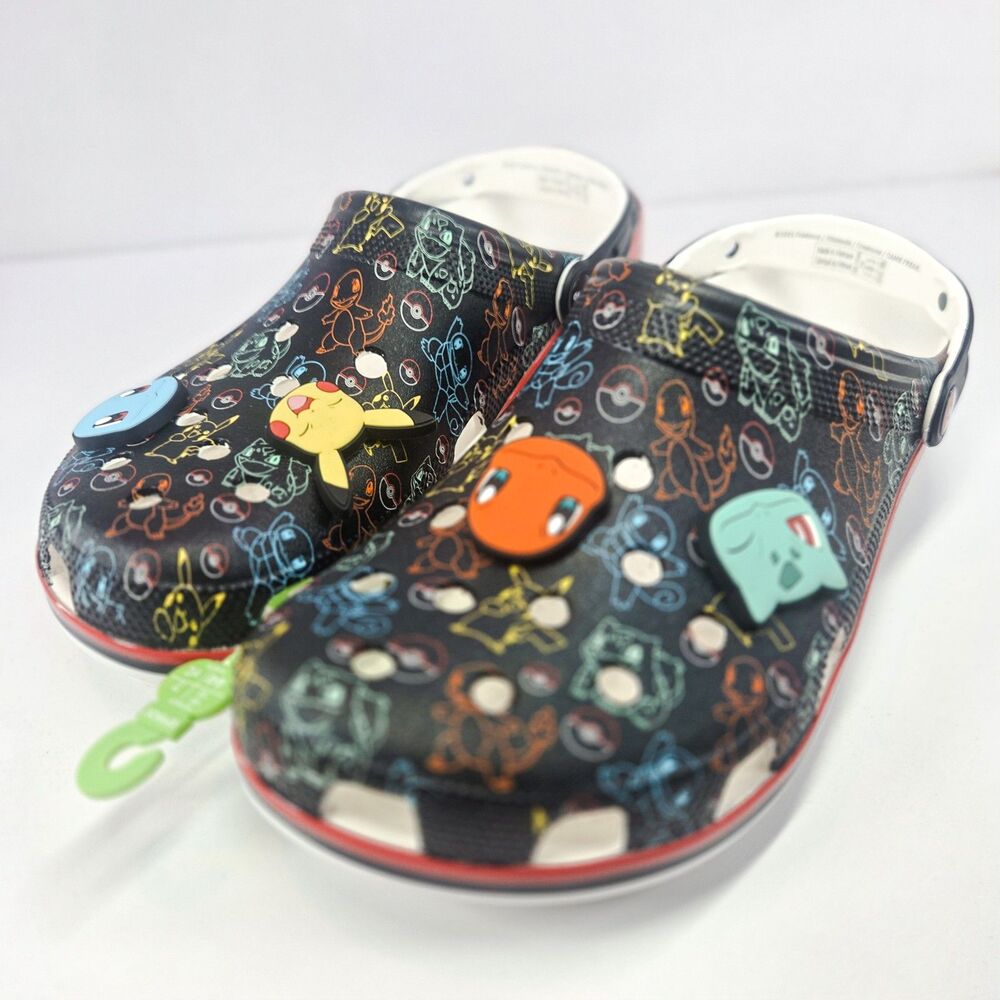 Crocs Classic Clog Pokémon Black Multi Jibbitz Charms Men’s M13